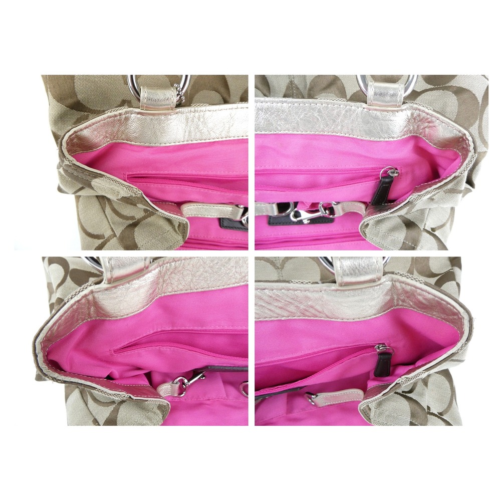 Coach Signature Khaki Brown Shoulder Bag Tote F14863 - Picture 12 of 16